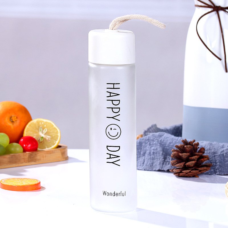 2023 New 350ml Custom logo Convenient Creative Frosted Sports Glass Water Bottle