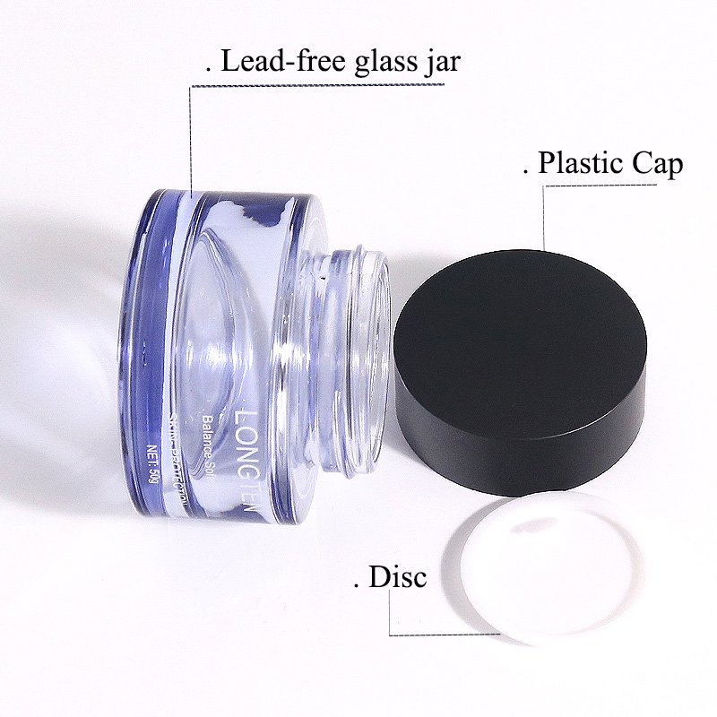 Luxury Skincare Packaging Empty Round 30ml 50ml 100ml Cream Cosmetic Glass Jar Toner Lotion Pump glass Jar Glass Bottle
