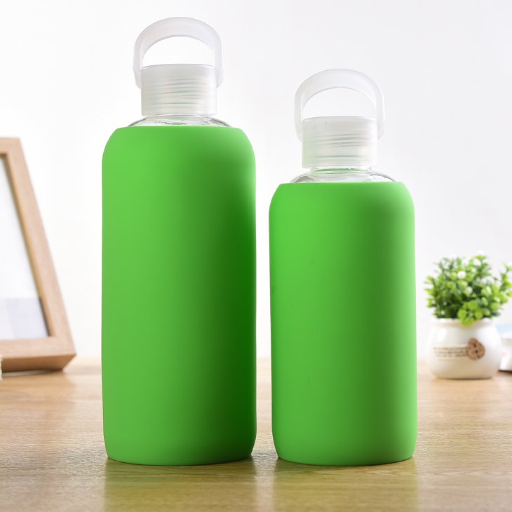 Drinking Borosilicate Glass Water Bottle With Silicone Sleeve