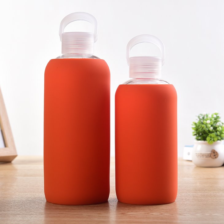 Drinking Borosilicate Glass Water Bottle With Silicone Sleeve