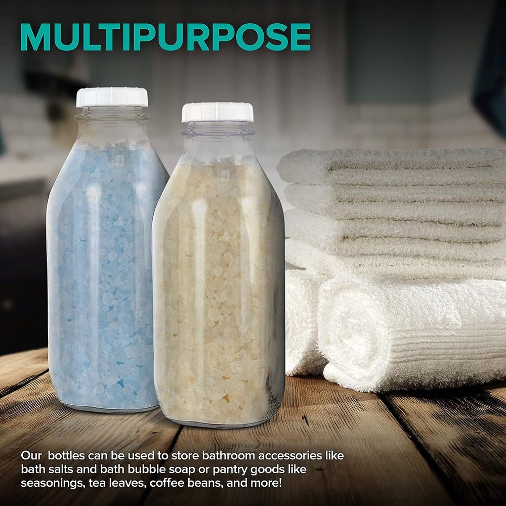 AMZ Hot Selling 32oz Glass Bottles BPA Free Reusable Glass Storage Bottles for Juice Milk Beverage