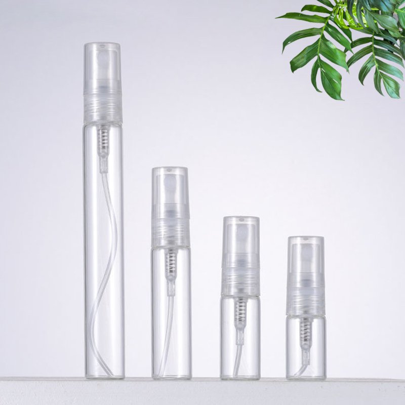 Cheap High Quality 2ml 3ml 5ml 10ml Small Perfume Atomizer Vials Sample Glass Bottle With Plastic Spray Pump Mini Tester Bottle
