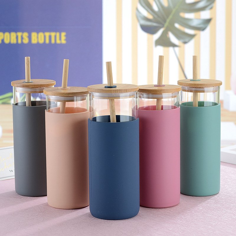Amazons Tumbler Water Bottle Customized CLASSIC Lovers Party Glass Cups Camp Hot Sale Eco Friendly Reusable Glass with Bamboo