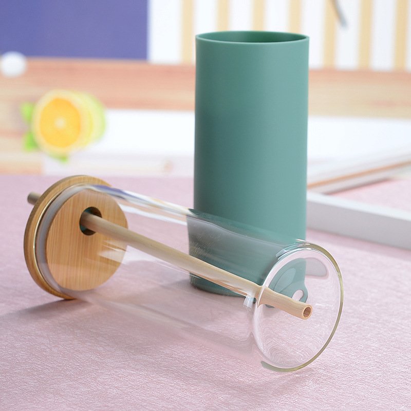 Amazons Tumbler Water Bottle Customized CLASSIC Lovers Party Glass Cups Camp Hot Sale Eco Friendly Reusable Glass with Bamboo
