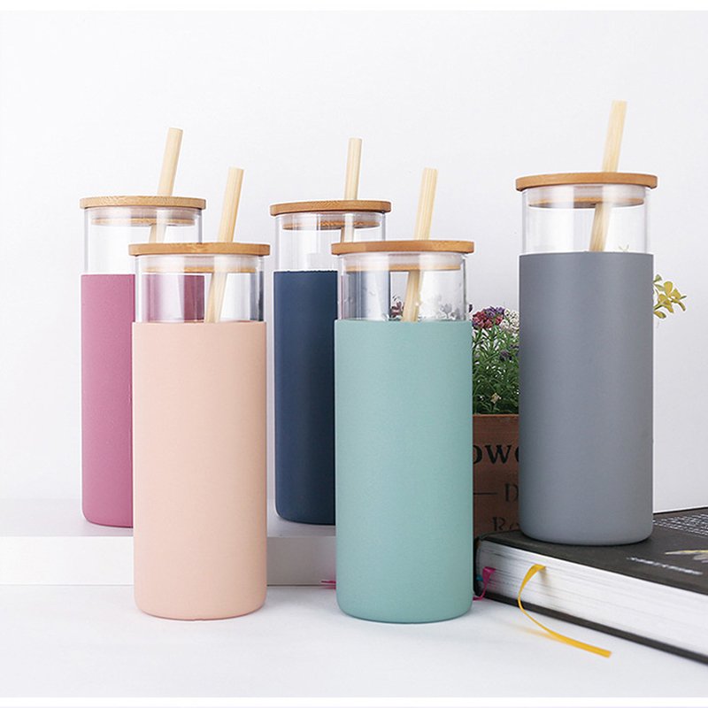 Amazons Tumbler Water Bottle Customized CLASSIC Lovers Party Glass Cups Camp Hot Sale Eco Friendly Reusable Glass with Bamboo