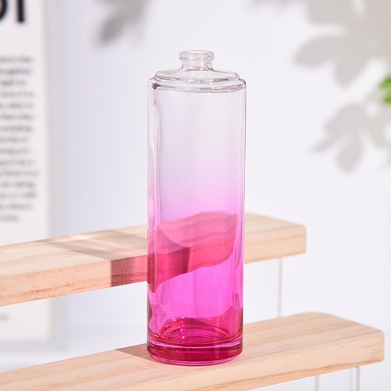 110ml light pink clear glass bottle High quality long cylindrical perfume bottle refillable perfume bottle