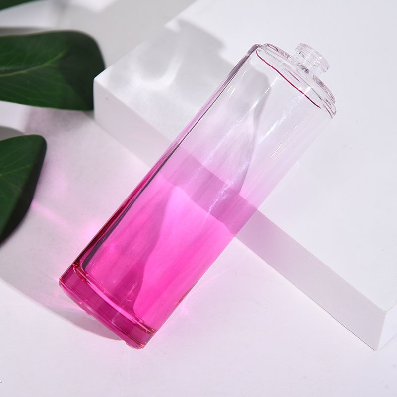 110ml light pink clear glass bottle High quality long cylindrical perfume bottle refillable perfume bottle