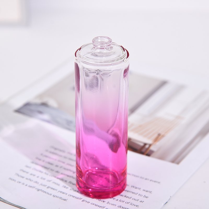 110ml light pink clear glass bottle High quality long cylindrical perfume bottle refillable perfume bottle