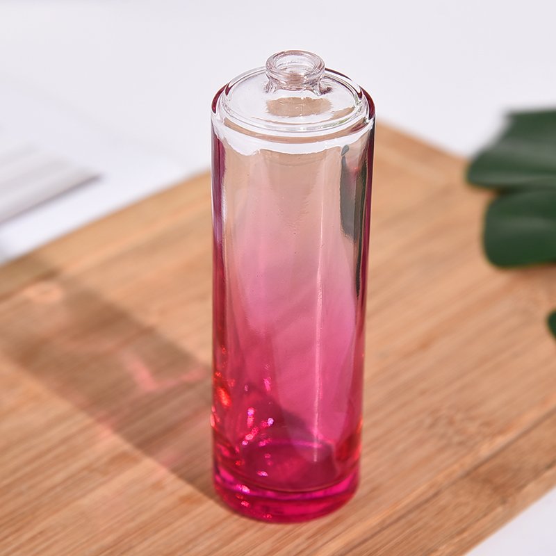 110ml light pink clear glass bottle High quality long cylindrical perfume bottle refillable perfume bottle