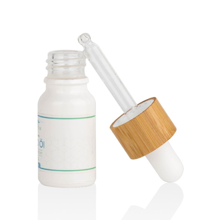 cosmetic oil serum white glass bottle with bamboo dropper 5ml 20ml 30ml 50ml 100ml bamboo dropper bottle with paper box tube