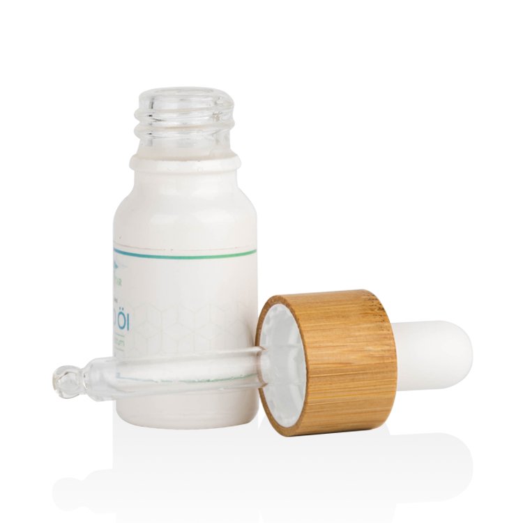 cosmetic oil serum white glass bottle with bamboo dropper 5ml 20ml 30ml 50ml 100ml bamboo dropper bottle with paper box tube
