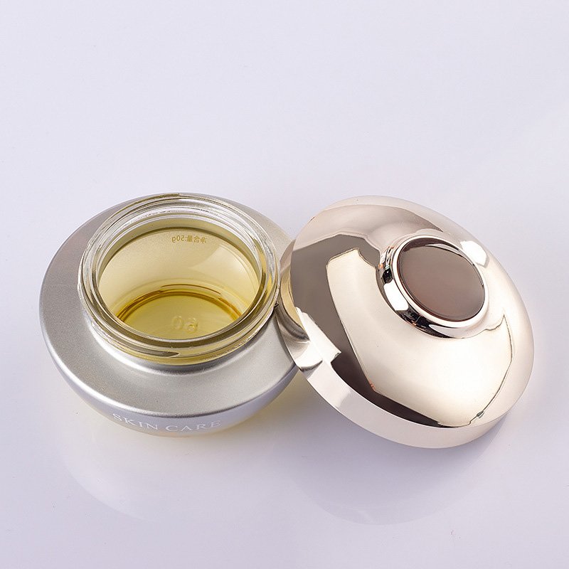 Luxury 40 100 120 ML 30 50 G empty round silver cosmetic face lotion cream glass bottle jar package set with lotion pump