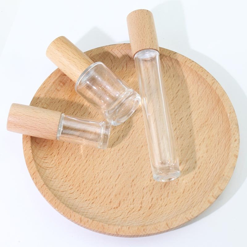 3ml 5ml 10ml 15ml Frosted Square Glass Bottle Essential Oil Drop Vials And Small Spray Bottle Roll On Glass Bottles Wood Cap