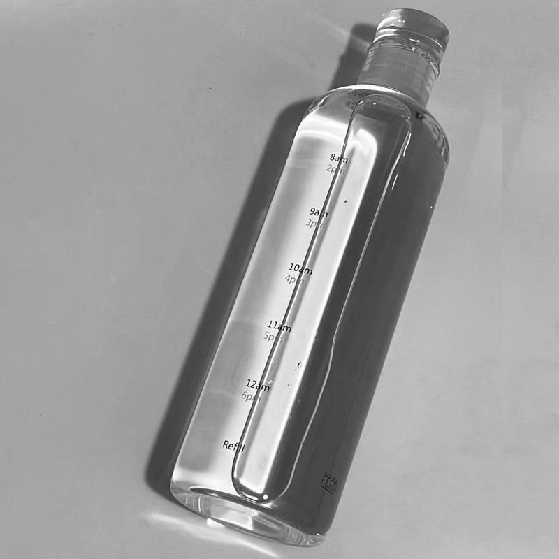 wholesale Transparent Custom Logo sport with time marker clear glass water bottle with glass lids