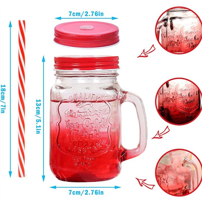 480ml beer glass bottle for juice milk coffee Custom printing Logo sports glass mason jar with straw
