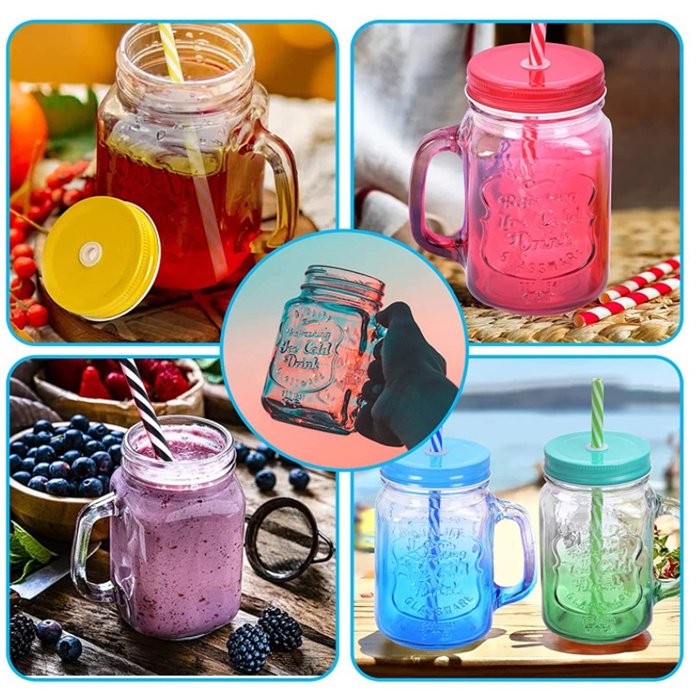 480ml beer glass bottle for juice milk coffee Custom printing Logo sports glass mason jar with straw