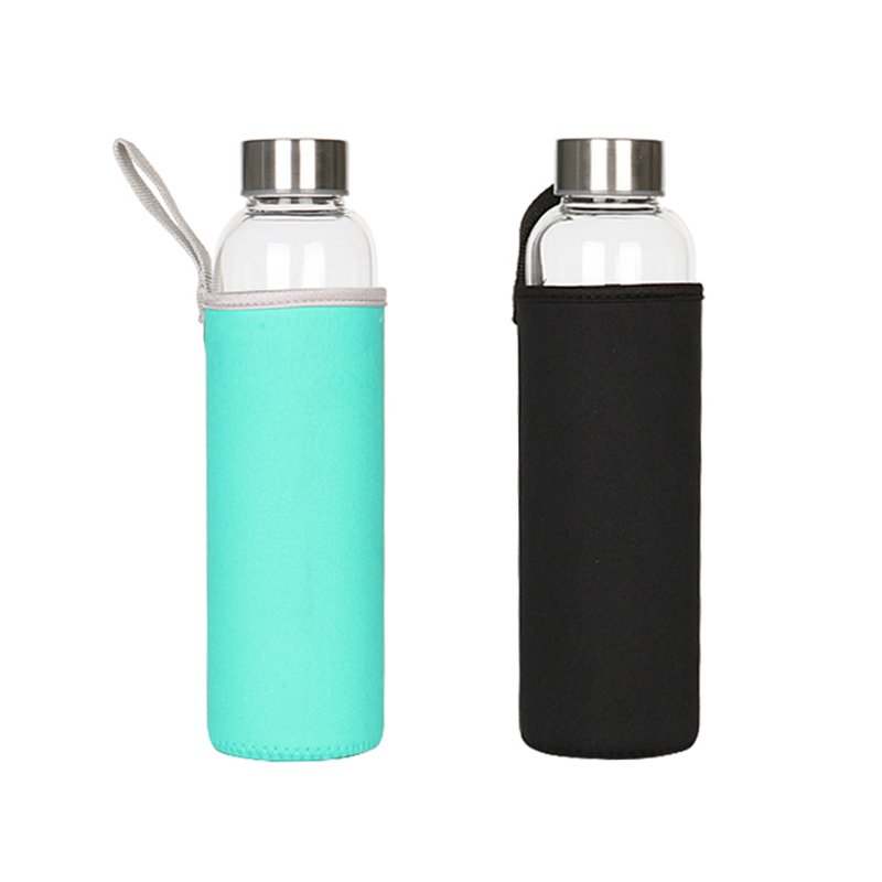 Eco-Friendly High Borosilicate Glass Water Bottle with Silicone Sleeve Reusable and Durable