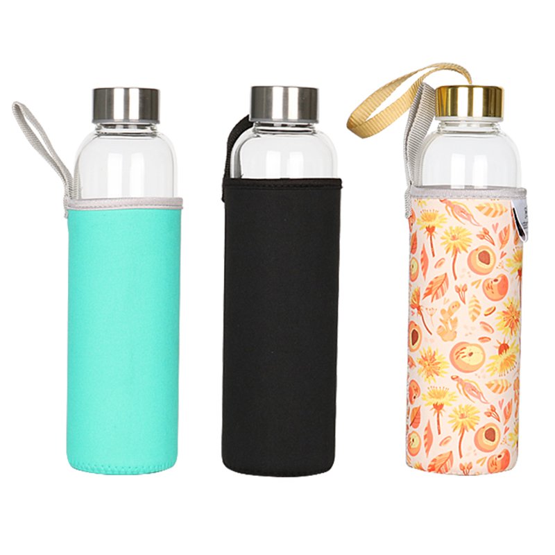 Eco-Friendly High Borosilicate Glass Water Bottle with Silicone Sleeve Reusable and Durable