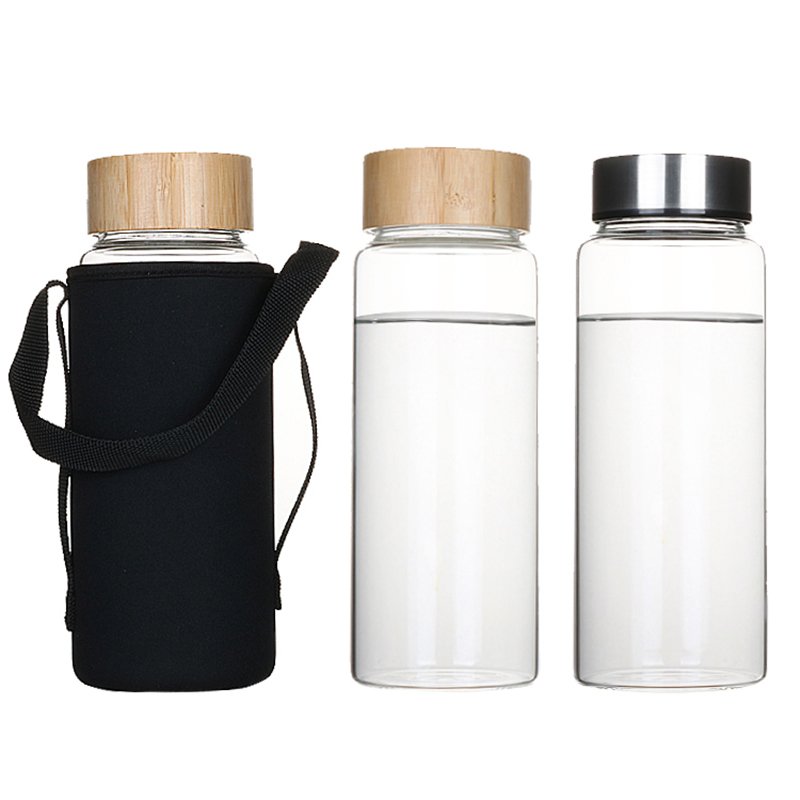 Eco-Friendly High Borosilicate Glass Water Bottle with Silicone Sleeve Reusable and Durable