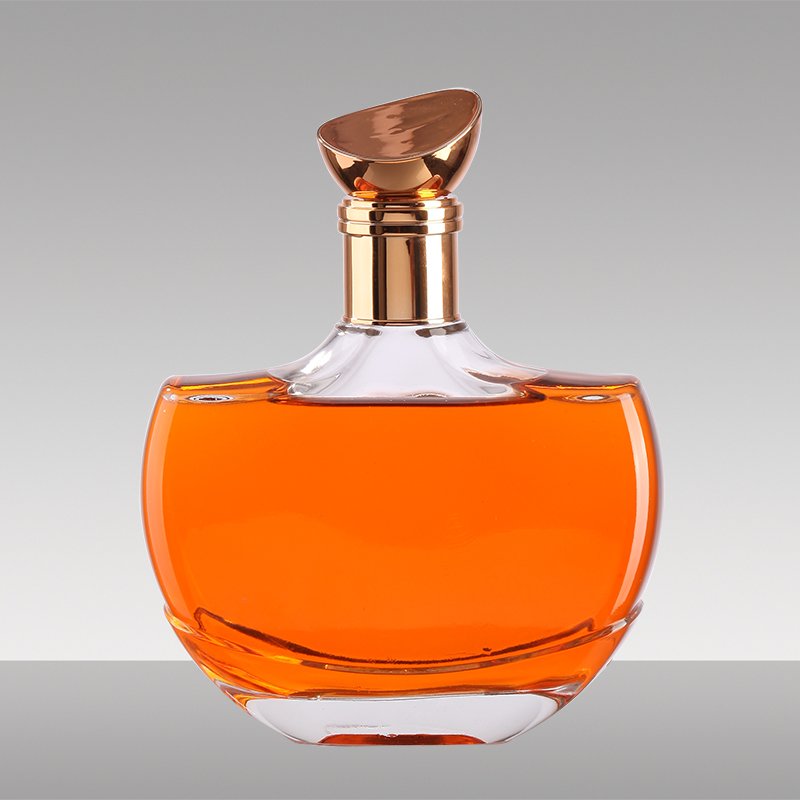 Clear Oblate Shape Glass Bottle For 500ml 750ml Whisky Brandy Liquor Bottle garrafa de licor