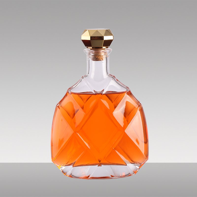 Clear Oblate Shape Glass Bottle For 500ml 750ml Whisky Brandy Liquor Bottle garrafa de licor