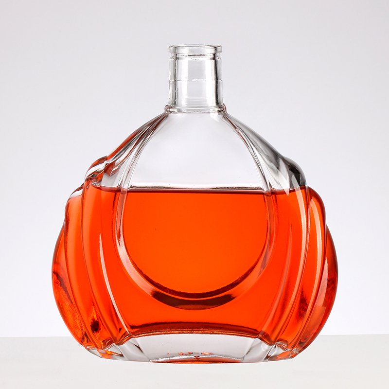Clear Oblate Shape Glass Bottle For 500ml 750ml Whisky Brandy Liquor Bottle garrafa de licor