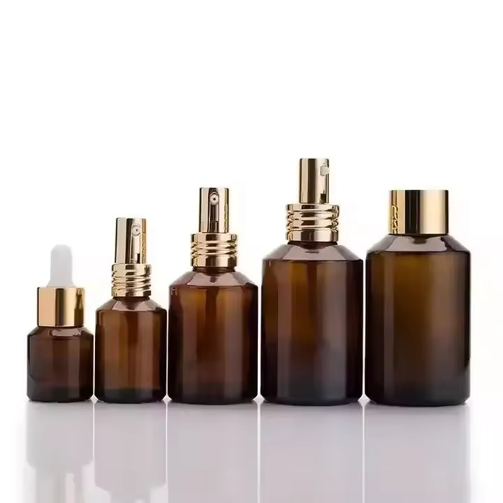 15ml 30ml 60ml 100ml 120ml Slant Shoulder Amber With Aluminum Atomizer Mist Spray Cap Cosmetic Glass Bottles For Perfume Package