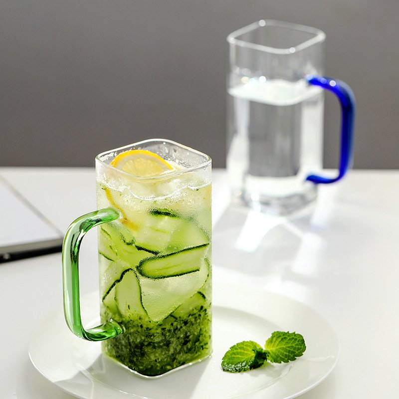 borosilicate glass square mugs water bottle glass custom logo for juice tea milk cups