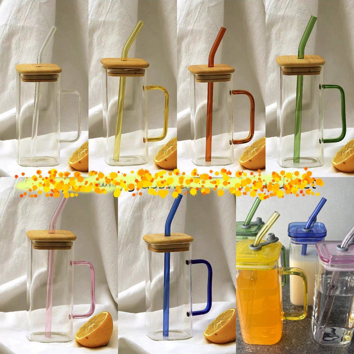 borosilicate glass square mugs water bottle glass custom logo for juice tea milk cups