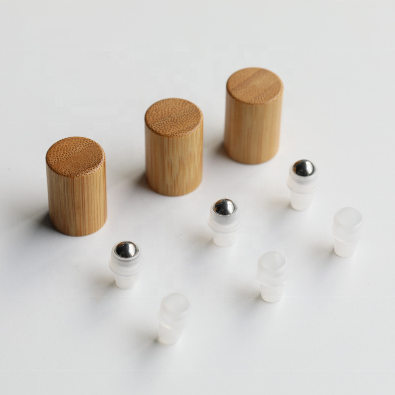 10ml Glass Roll On Bottle with Bamboo Lid for Essential Oils Creative Eco-friendly Refillable Perfume Bottles