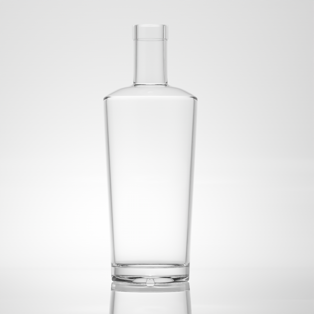 Wholesale High Quality 700ml Round Clear Liquor Glass Bottle With Cork For Distillery