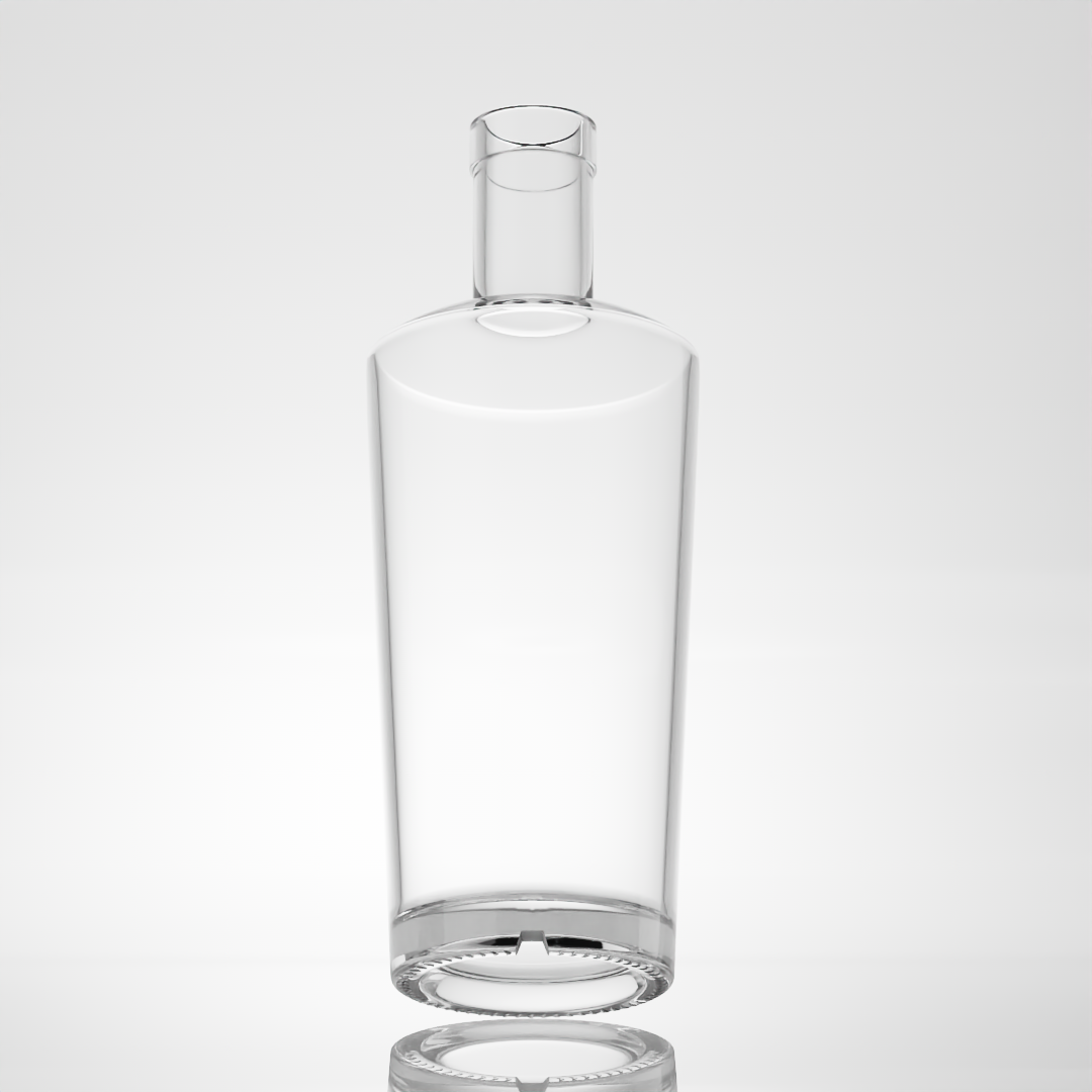 Wholesale High Quality 700ml Round Clear Liquor Glass Bottle With Cork For Distillery