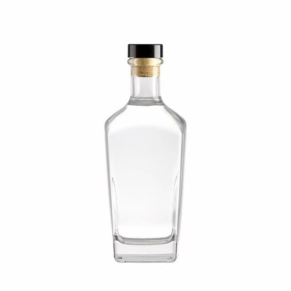 Custom Design Clear Whiskey Liquor Brandy Vodka Wine Ground Glass Bottle