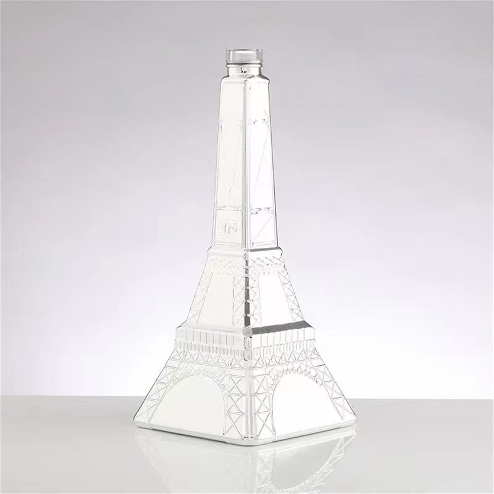 Custom Design Clear Whiskey Liquor Brandy Vodka Wine Ground Glass Bottle