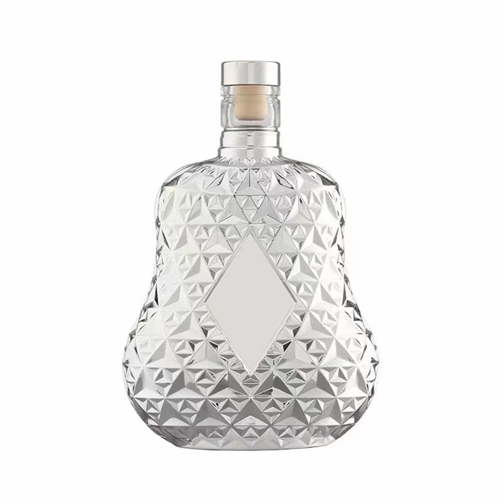 Custom Design Clear Whiskey Liquor Brandy Vodka Wine Ground Glass Bottle