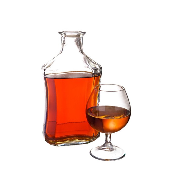 Flexible Order 200ml 375ml 500ml Empty Glass Bottles Flat Gin Rum Whiskey Brandy Tequila Glass Bottle with Crystal Cork