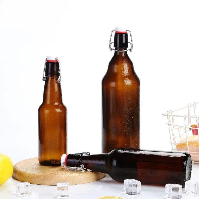 Factory Wholesale Large Stock Beer Bottle Amber Round Empty 250ml 330ml 500ml 650ml Beer Bottle Glass Water With Lid