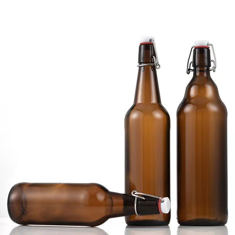 Factory Wholesale Large Stock Beer Bottle Amber Round Empty 250ml 330ml 500ml 650ml Beer Bottle Glass Water With Lid