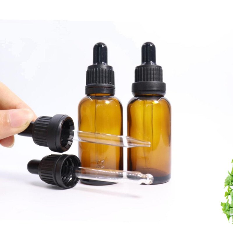 Factory Direct Stock Round UV Resistant 5ml-100ml Amber Glass Dropper Lotion Bottles for Essential Oil