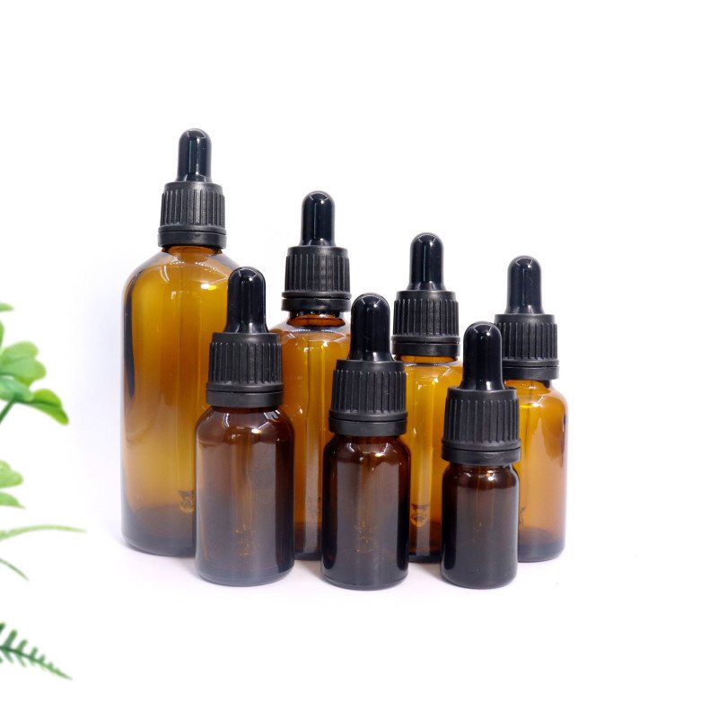 Factory Direct Stock Round UV Resistant 5ml-100ml Amber Glass Dropper Lotion Bottles for Essential Oil