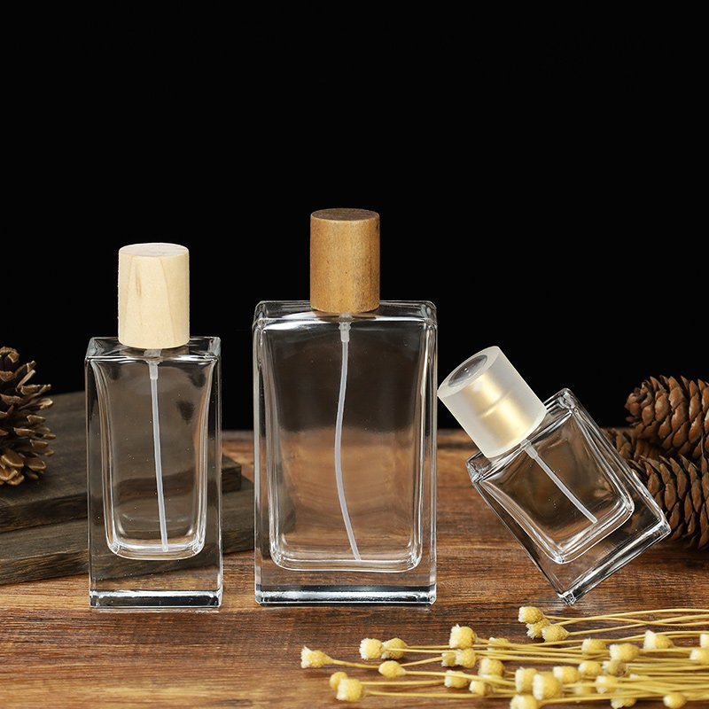 Wholesale hot selling 30ml 50ml 100ml empty Custom Logo rectangle glass perfume packing bottles With Box