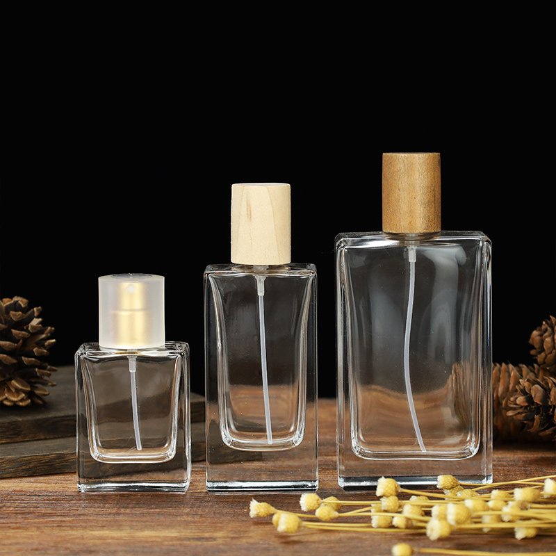 Wholesale hot selling 30ml 50ml 100ml empty Custom Logo rectangle glass perfume packing bottles With Box