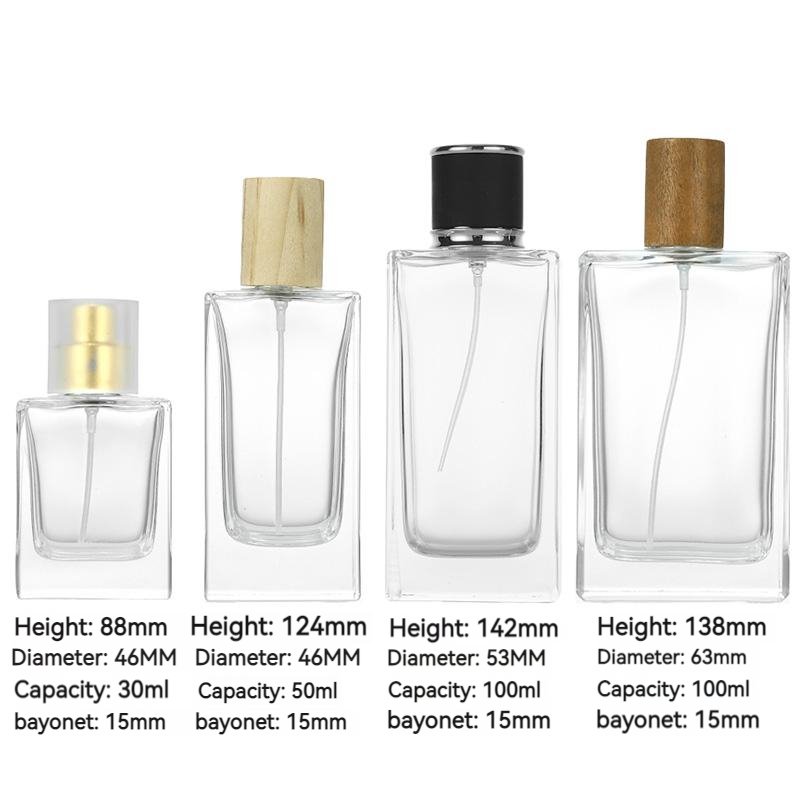 Wholesale hot selling 30ml 50ml 100ml empty Custom Logo rectangle glass perfume packing bottles With Box