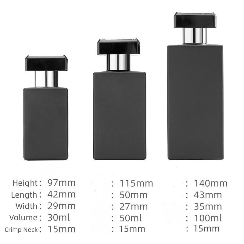 30ml 50ml 100ml Luxury Perfume Bottle Empty Heavy Glass Perfume Bottle Black Matte Custom Cologne Bottles