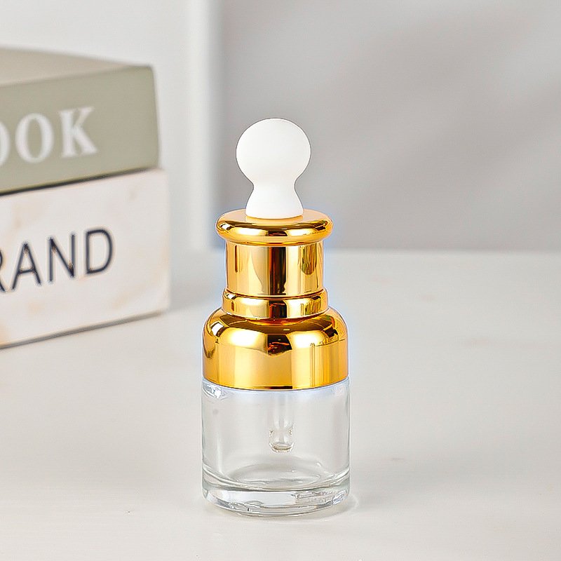 Unique Luxury 20ml 30ml 50ml Clear Hair Oil Essential Oil Glass Dropper Bottle Aluminum Cap Serum Bottle Cosmetic Packaging