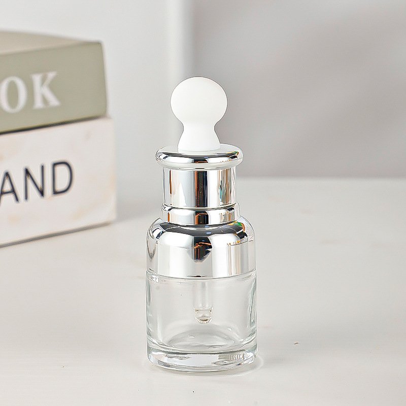 Unique Luxury 20ml 30ml 50ml Clear Hair Oil Essential Oil Glass Dropper Bottle Aluminum Cap Serum Bottle Cosmetic Packaging