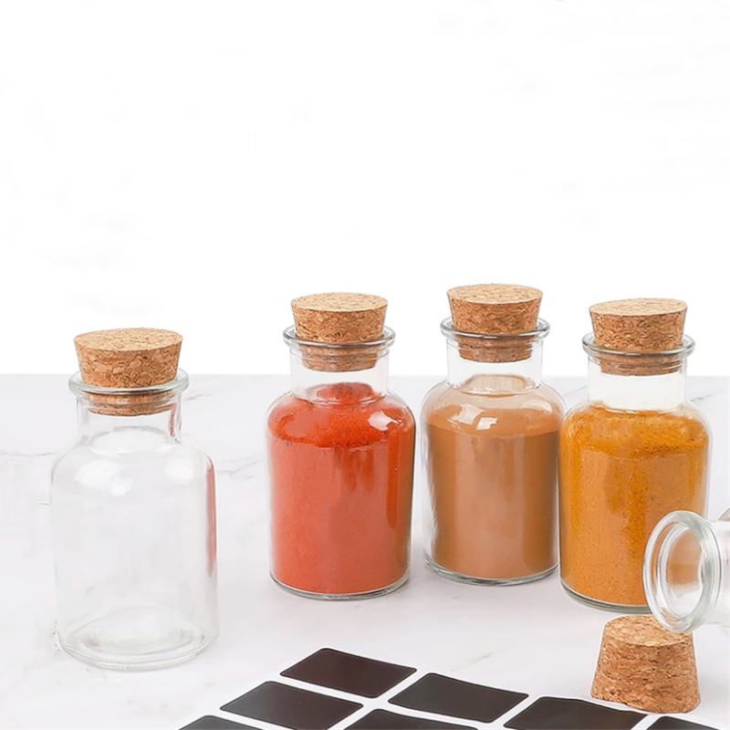 30ml 60ml 125ml 250ml 500ml 1000ml Glass Jars with Cork Stopper Lids Storage for Spice Tea Essential Oils