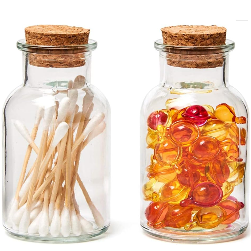30ml 60ml 125ml 250ml 500ml 1000ml Glass Jars with Cork Stopper Lids Storage for Spice Tea Essential Oils