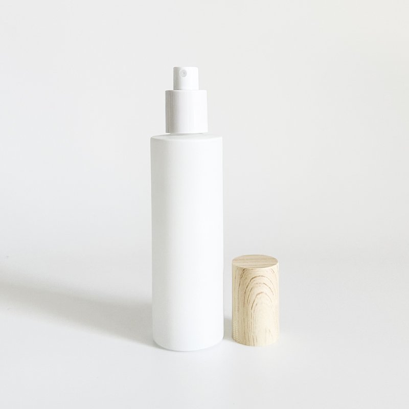 Round Lotion Pump Spray Emulsion Skincare Body Moisturizing Oil Glass Bottle And Jar Set With Wood Grain Lid