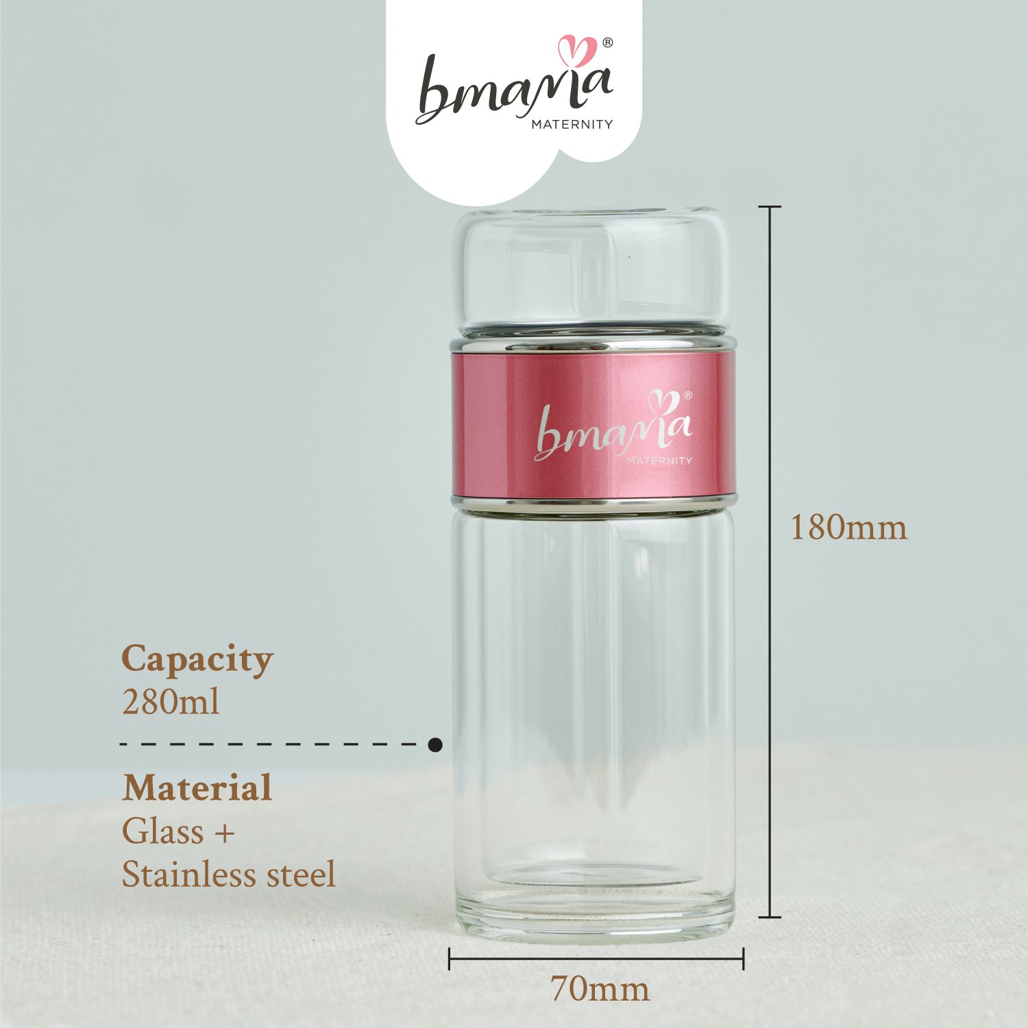 Outdoor style detachable eco water bottle Bmama Glass Water Bottle Tea and Water Separation Tea Bottle Mug Cup with Tea Infuser